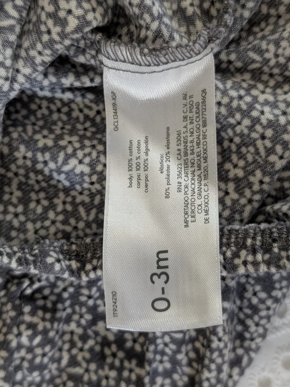 Carter's Black and White Floral Long-Sleeve Pajama Top with Headband